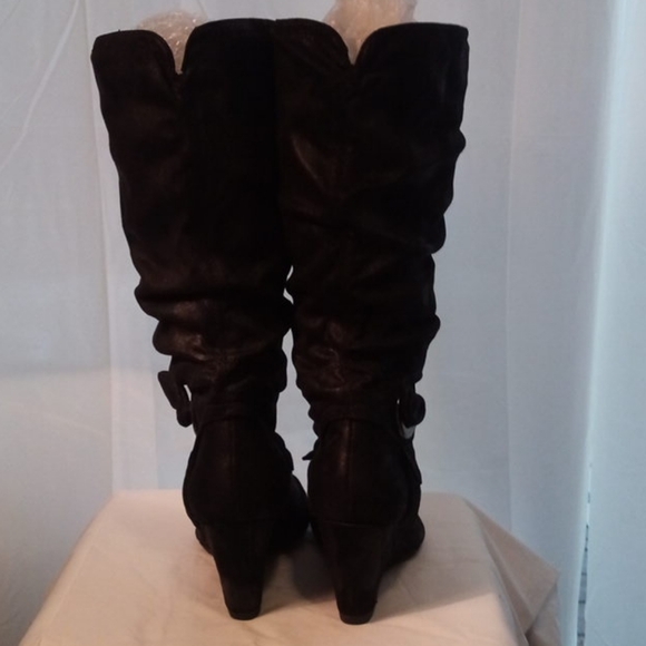 Call It Spring Black Wedge Boots - Picture 5 of 13